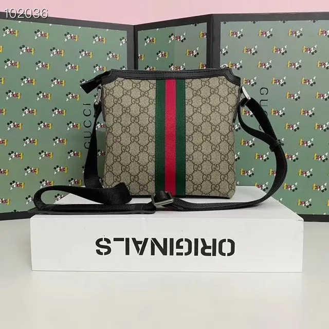 Gucci Ophidia GG Monogram Canvas Sac à bandoulière Rouge Vert Rayures Web 8