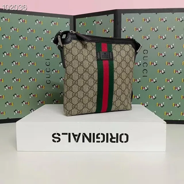 Gucci Ophidia GG Monogram Canvas Sac à bandoulière Rouge Vert Rayures Web 9