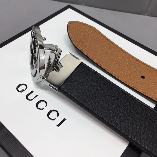 Gucci Ophidia Interlocking G Buckle Black and Tan Leather Belt 8