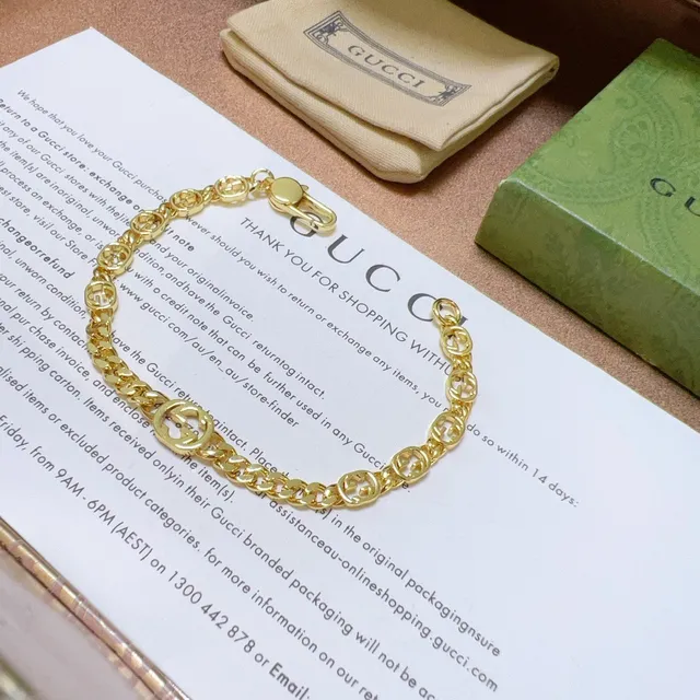 Gucci Ophidia Interlocking G Gold-Tone Chain Bracelet 4