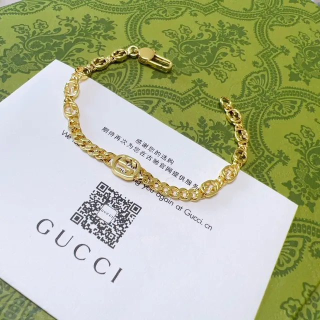 Gucci Ophidia Interlocking G Gold-Tone Chain Bracelet 7