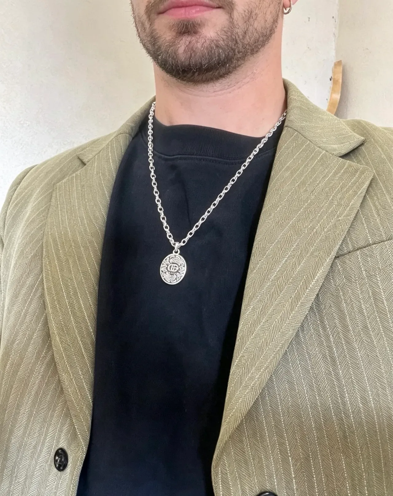 Gucci Ophidia Silver Heavy-Link Chain Engraved Branding Necklace 5