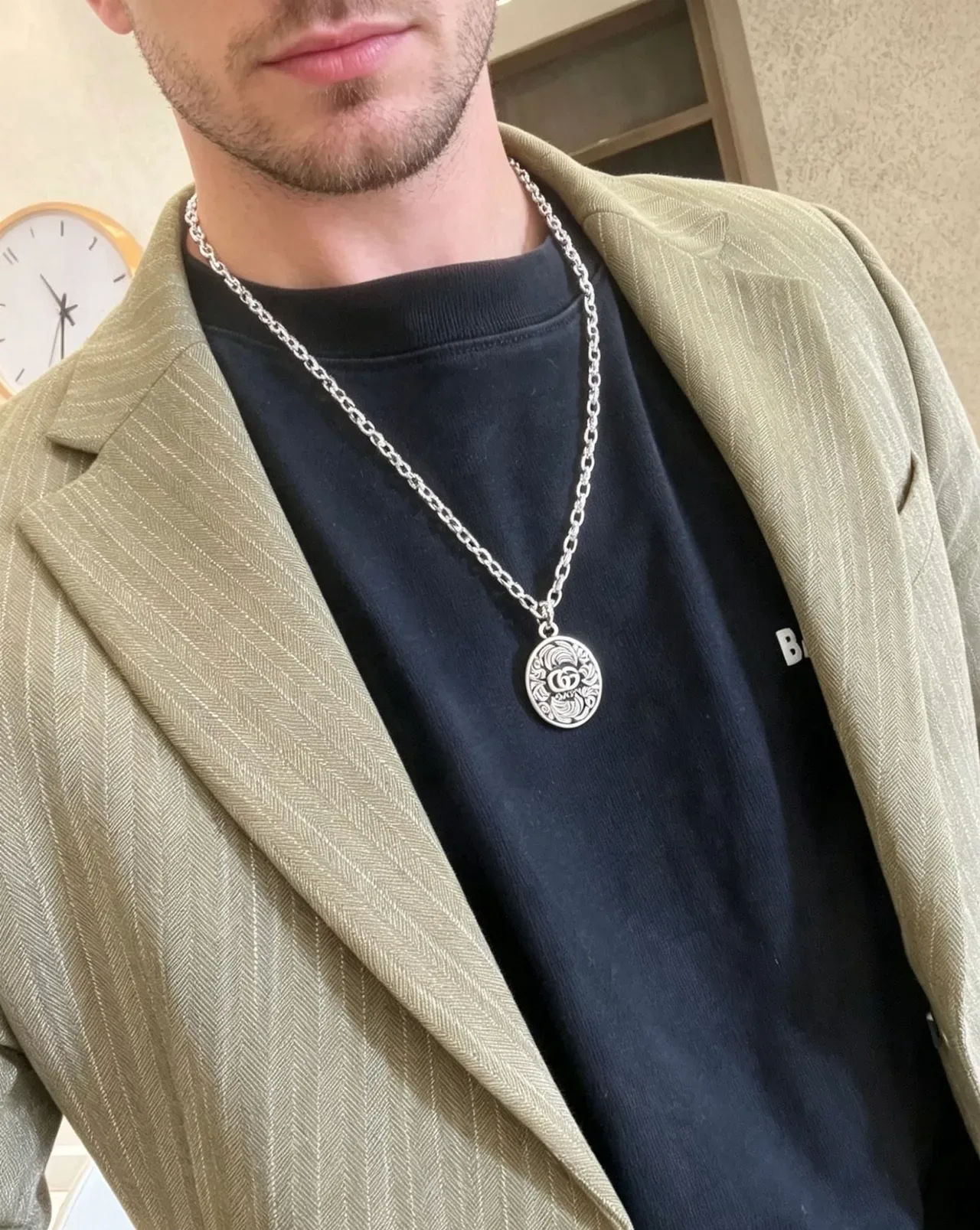 Gucci Ophidia Silver Heavy-Link Chain Engraved Branding Necklace 8