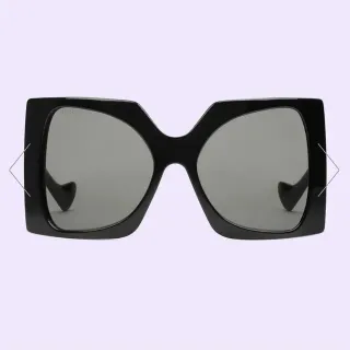 Gucci Oversized Geometric Square Black Frame Gray-Green Gradient Sunglasses