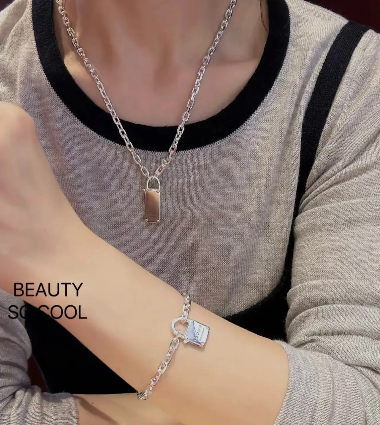 Gucci Padlock Silver-Tone Chain Bracelet 6