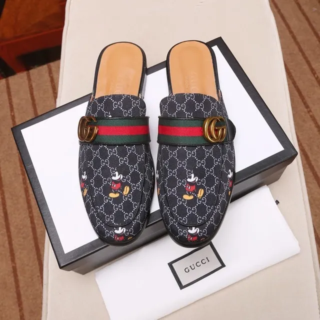 Gucci Princetown Black Multicolor GG Monogram Canvas Web Stripe Strap Casual Shoes 6