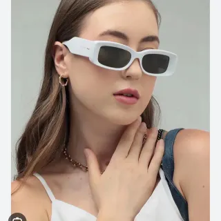 Gucci Rectangular Narrow Frame White Sunglasses