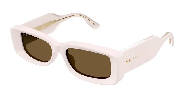 Gucci Rectangular Narrow Frame White Sunglasses 4