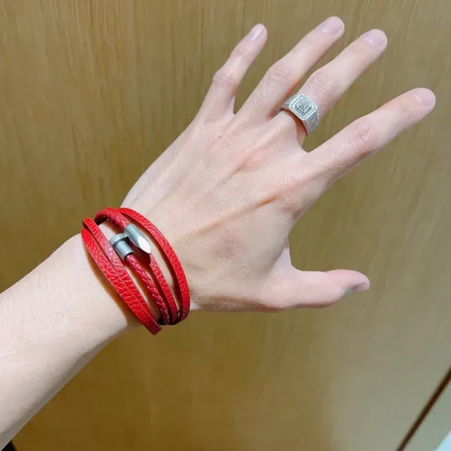 Gucci Red Braided Leather Multi-Wrap Bracelet 3