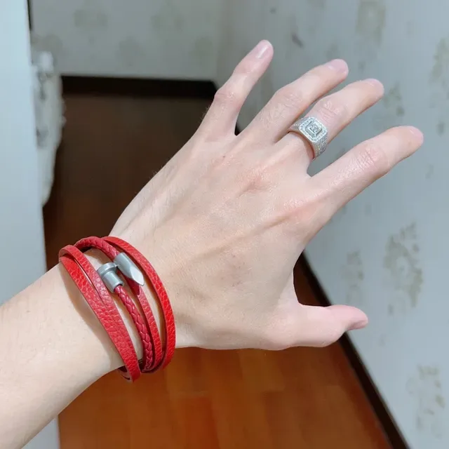 Gucci Red Braided Leather Multi-Wrap Bracelet 6