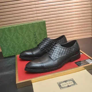 Gucci Rhyton Black Cap-Toe Perforated Oxford Shoes
