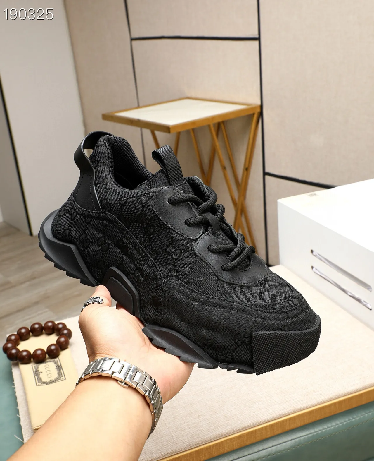 Gucci Rhyton Black Monogram Chunky Sneakers 6