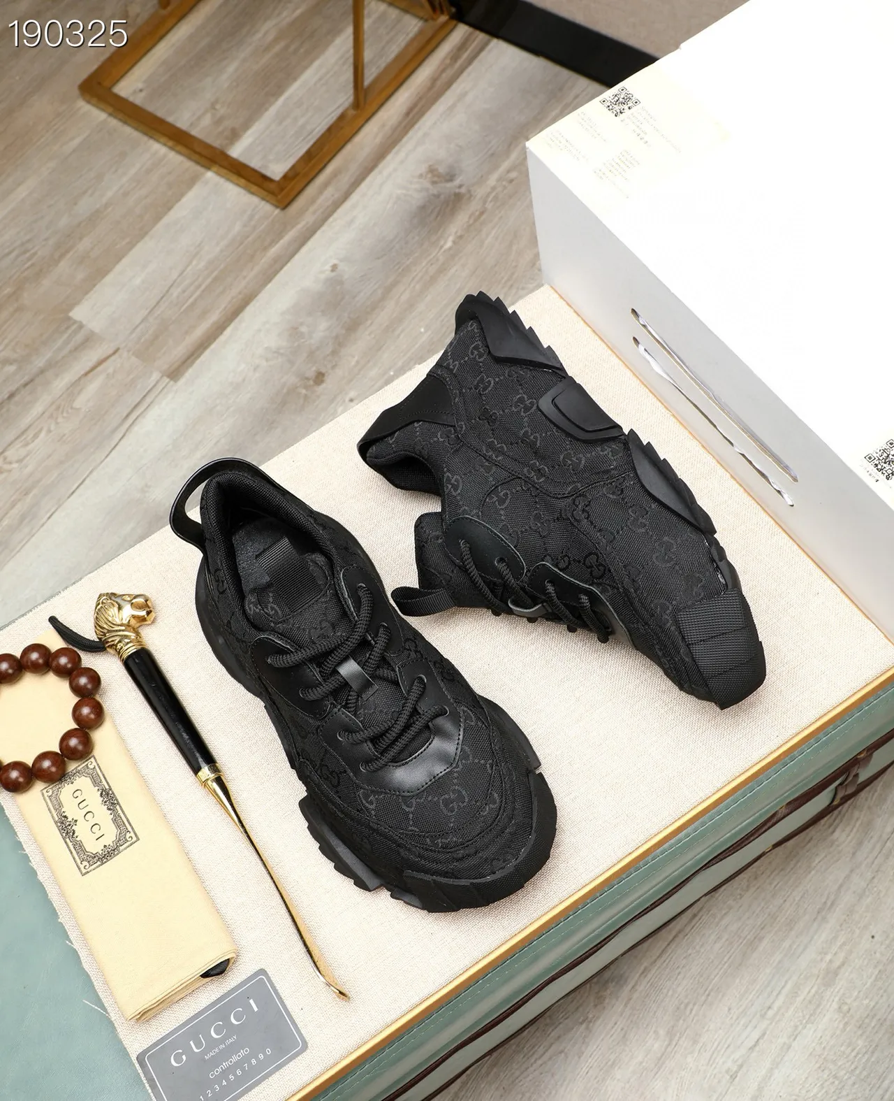 Gucci Rhyton Black Monogram Chunky Sneakers 8