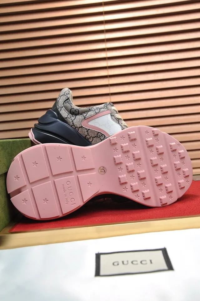 Gucci Rhyton GG Monogram Pink Trim Chunky Sneakers 2