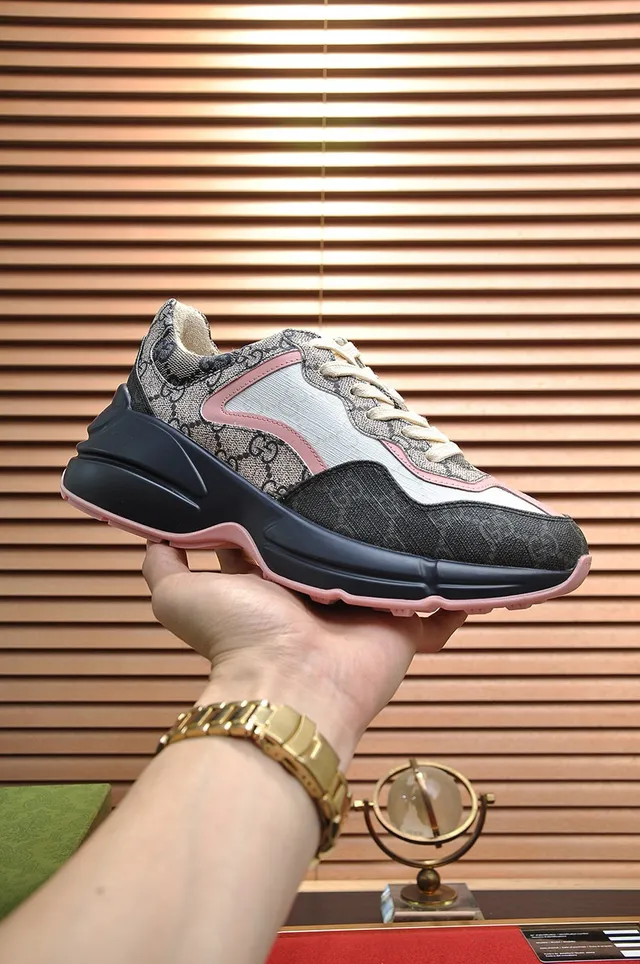 Gucci Rhyton GG Monogram Pink Trim Chunky Sneakers 3