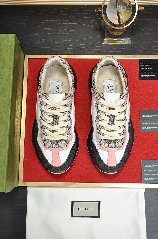 Gucci Rhyton GG Monogram Pink Trim Chunky Sneakers 4