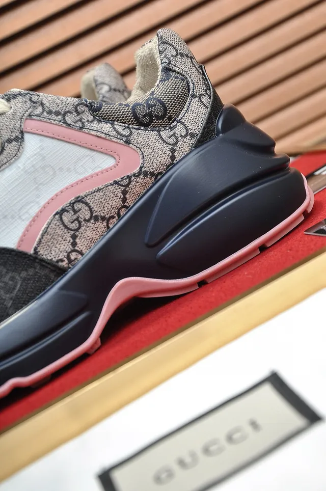 Gucci Rhyton GG Monogram Pink Trim Chunky Sneakers 6