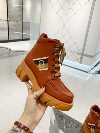 Gucci Rhyton Tan Leather Ankle Boots 2