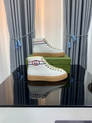 Gucci Rhyton White Red Blue Stripe High-Top Lifestyle Sneakers 2