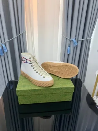 Gucci Rhyton White Red Blue Stripe High-Top Lifestyle Sneakers 5
