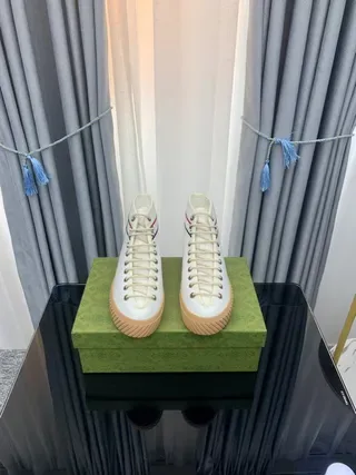 Gucci Rhyton White Red Blue Stripe High-Top Lifestyle Sneakers 7