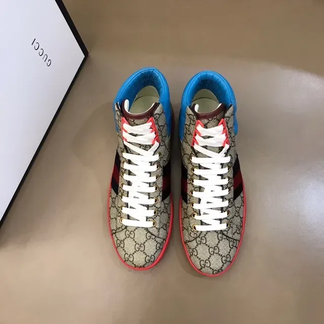 Gucci Screener Beige Blue Red Web Stripe Lifestyle Sneakers 2
