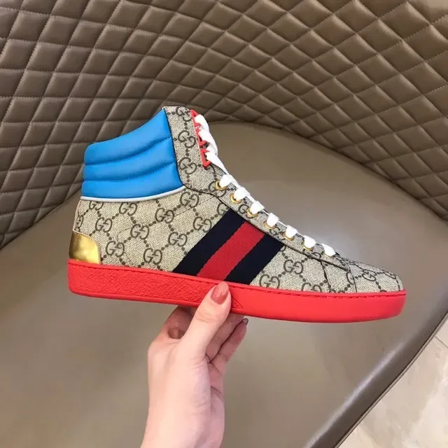 Gucci Screener Beige Blue Red Web Stripe Lifestyle Sneakers 3