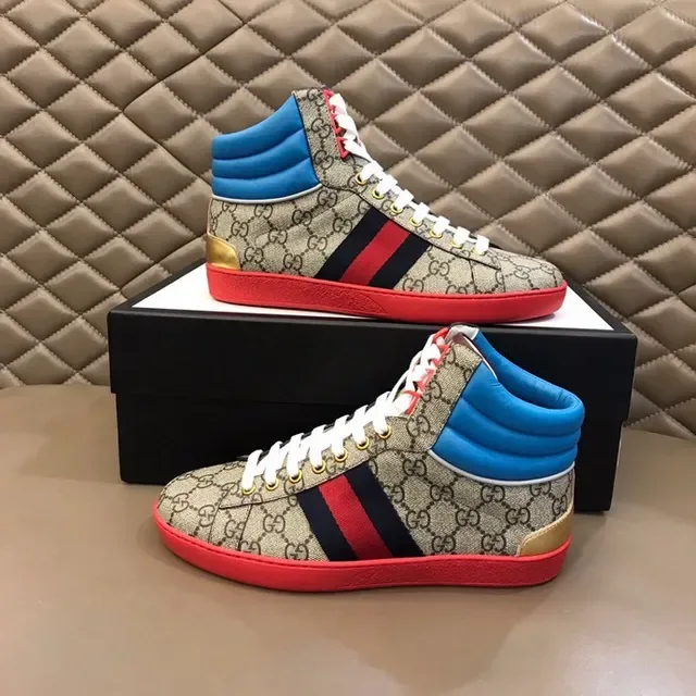 Gucci Screener Beige Blue Red Web Stripe Lifestyle Sneakers 6