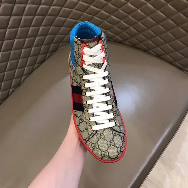 Gucci Screener Beige Blue Red Web Stripe Lifestyle Sneakers 7