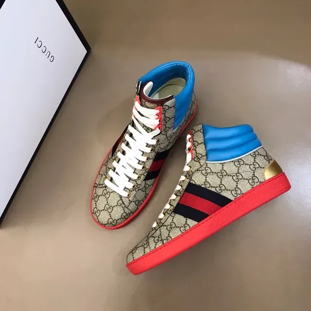 Gucci Screener Beige Blue Red Web Stripe Lifestyle Sneakers 8