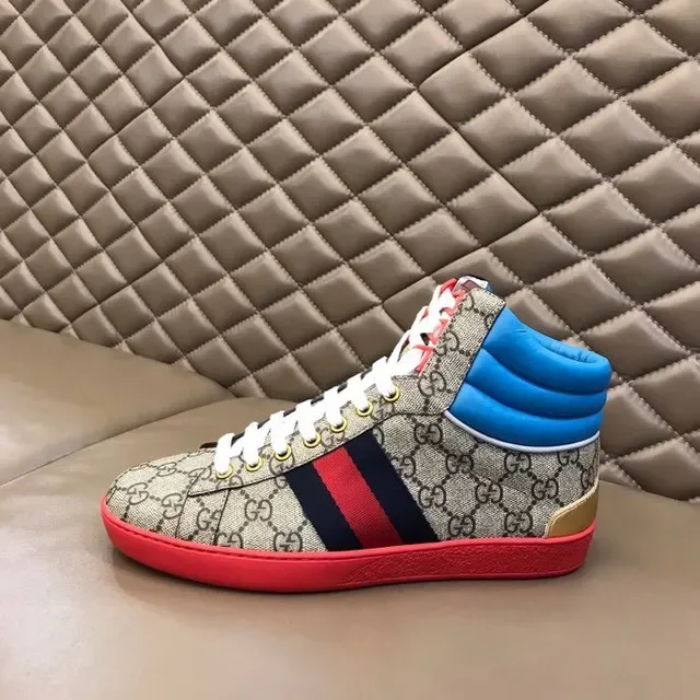 Gucci Screener Beige Blue Red Web Stripe Lifestyle Sneakers 9