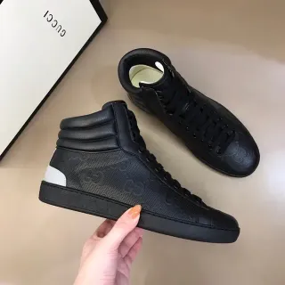 Gucci Screener Black and White Perforated Leather Lifestyle Sneakers