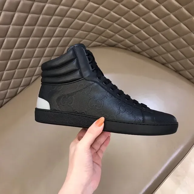 Gucci Screener Black and White Perforated Leather Lifestyle Sneakers 2