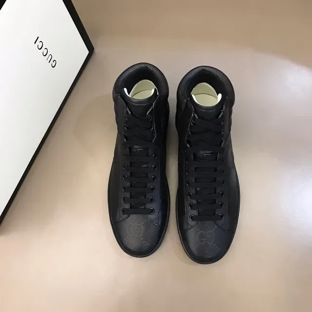 Gucci Screener Black and White Perforated Leather Lifestyle Sneakers 4