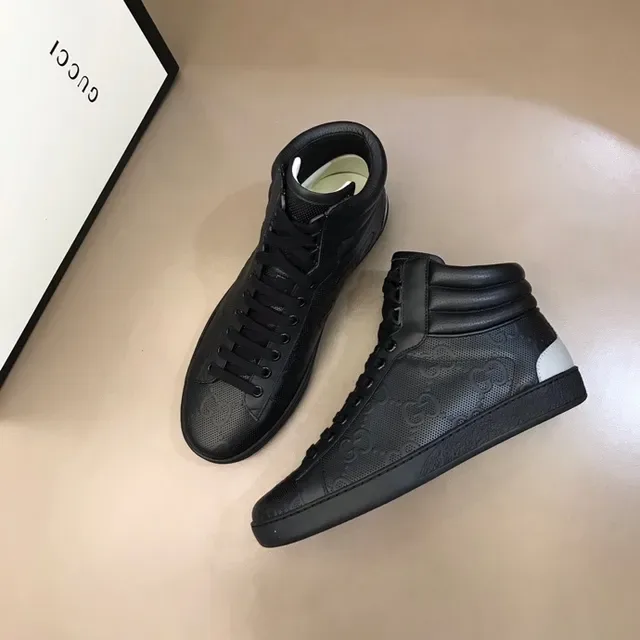 Gucci Screener Black and White Perforated Leather Lifestyle Sneakers 5