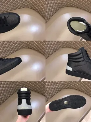 Gucci Screener Black and White Perforated Leather Lifestyle Sneakers 9