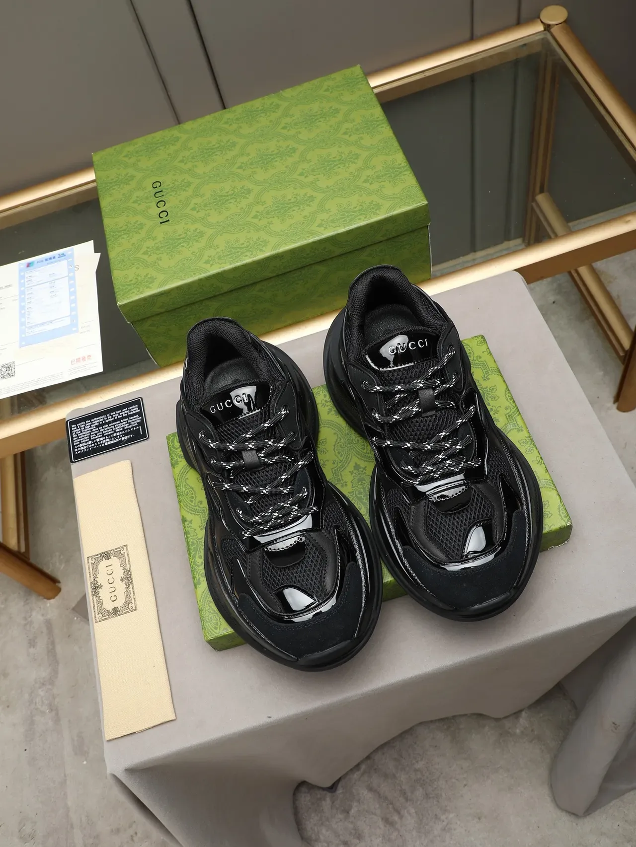 Gucci Screener Black Chunky Sneakers 2