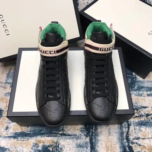 Gucci Screener Black Green Pink Web Strap Lifestyle Sneakers 3