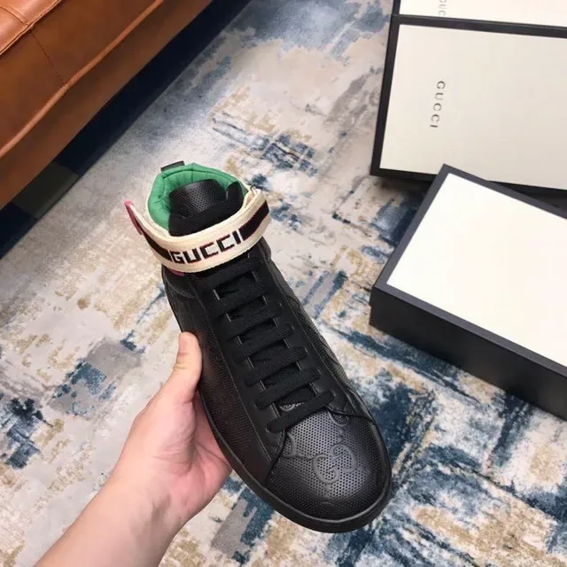 Gucci Screener Black Green Pink Web Strap Lifestyle Sneakers 4