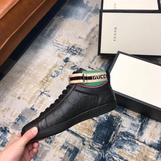 Gucci Screener Black Green Pink Web Strap Lifestyle Sneakers 5