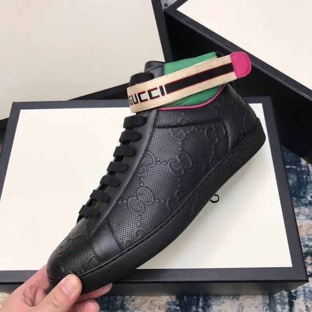 Gucci Screener Black Green Pink Web Strap Lifestyle Sneakers 9