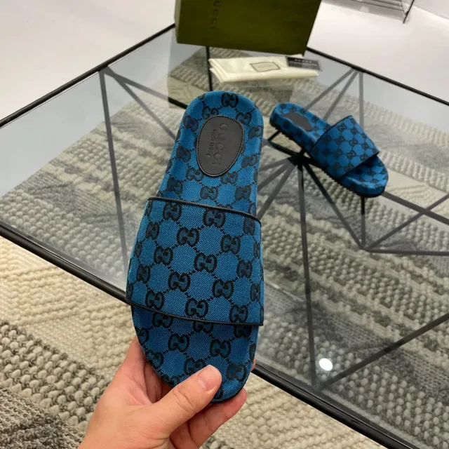Gucci Screener Zapatillas Azules GG Jacquard 3