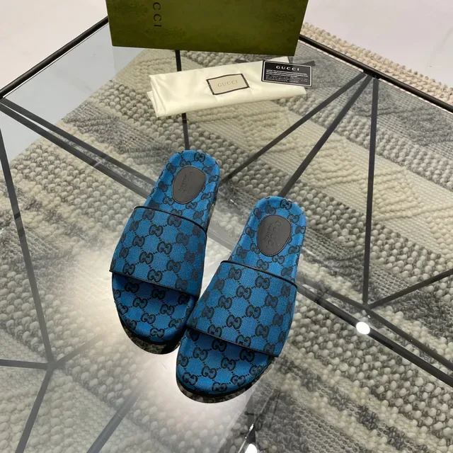 Gucci Screener Zapatillas Azules GG Jacquard 9