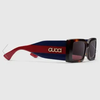 Gucci Screener Brown Tortoiseshell Web Stripe Sunglasses