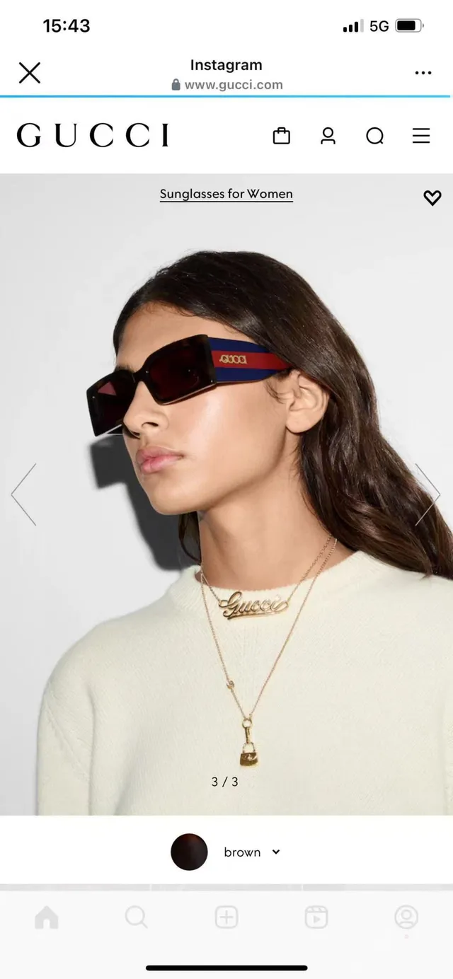 Gucci Screener Lunettes de soleil Marron Écaille de tortue Rayures Web 2