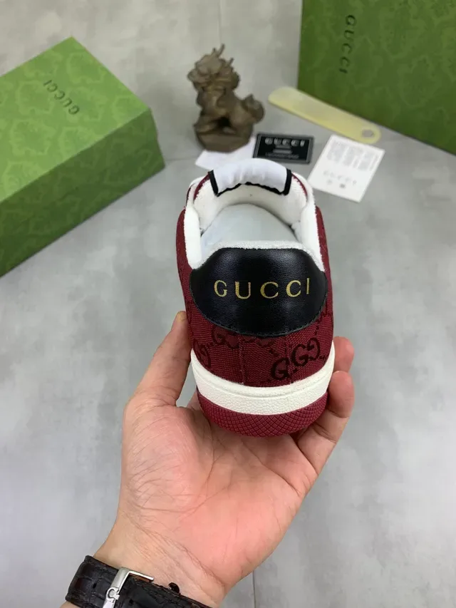Gucci Screener بورجوندي أبيض أخضر أحمر ويب سترايب لايف ستايل سنيكرز 4