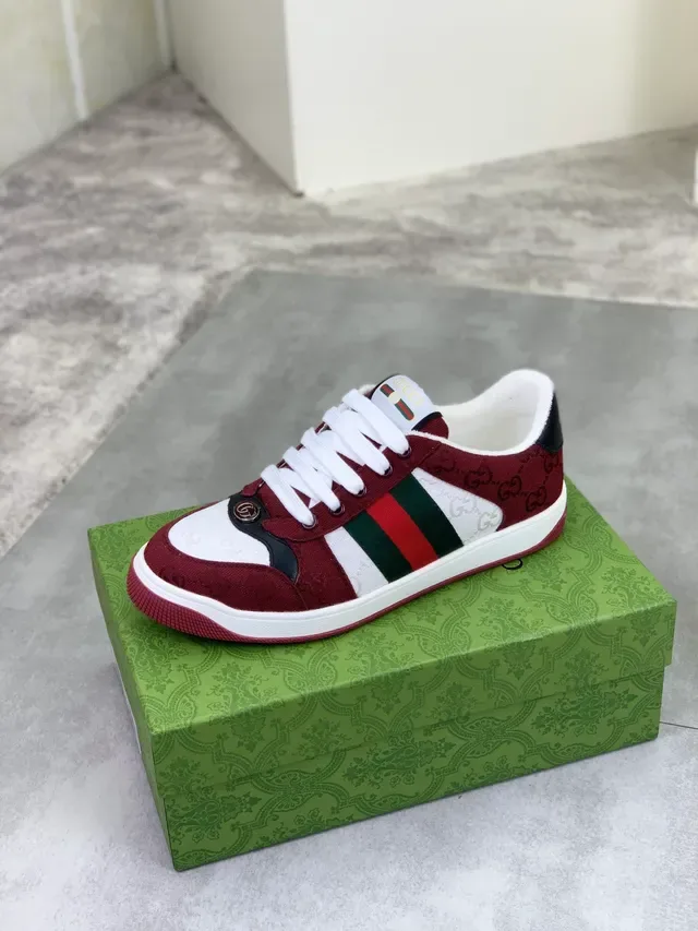 Gucci Screener بورجوندي أبيض أخضر أحمر ويب سترايب لايف ستايل سنيكرز 5