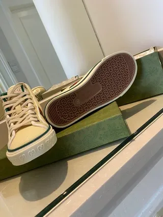 Gucci Screener Cream Canvas Web Stripe High-Top Lifestyle Sneakers 7