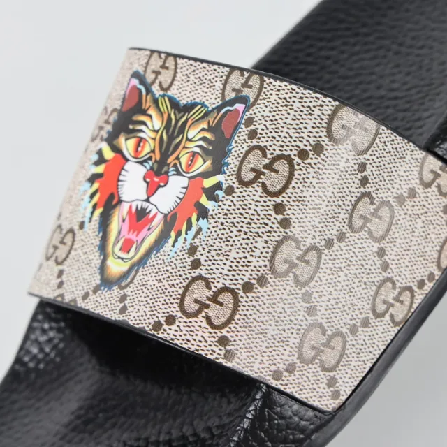 Gucci Screener GG Monogram Beige and Black Slippers 6