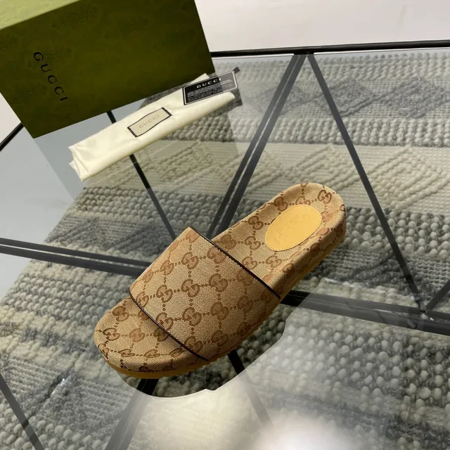 Gucci Screener GG Monogram Beige Brown Slippers 4